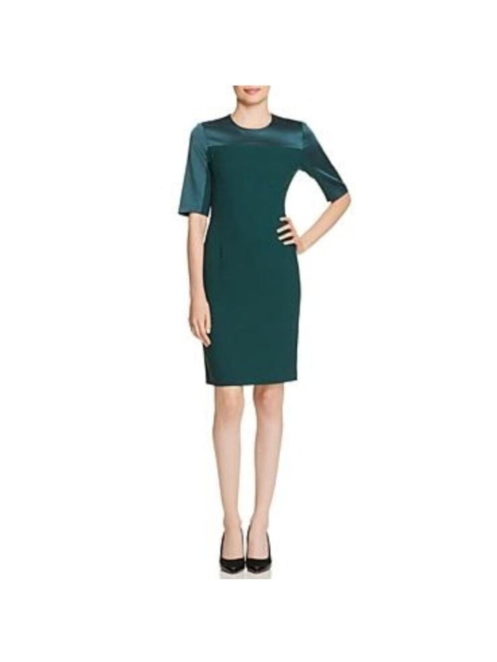 Boss by Hugo Boss Danufa Stretch Wool Sheath Dress In Pine Green 8